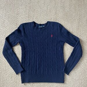 Polo by Ralph Lauren Women’s Cable Knit Navy Wool/Cashmere Blend Sweater